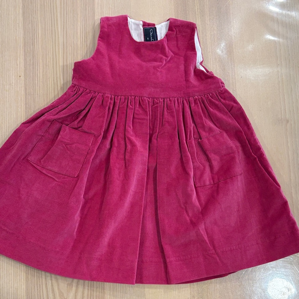 Oscar de la Renta Fuchsia Corduroy Dress